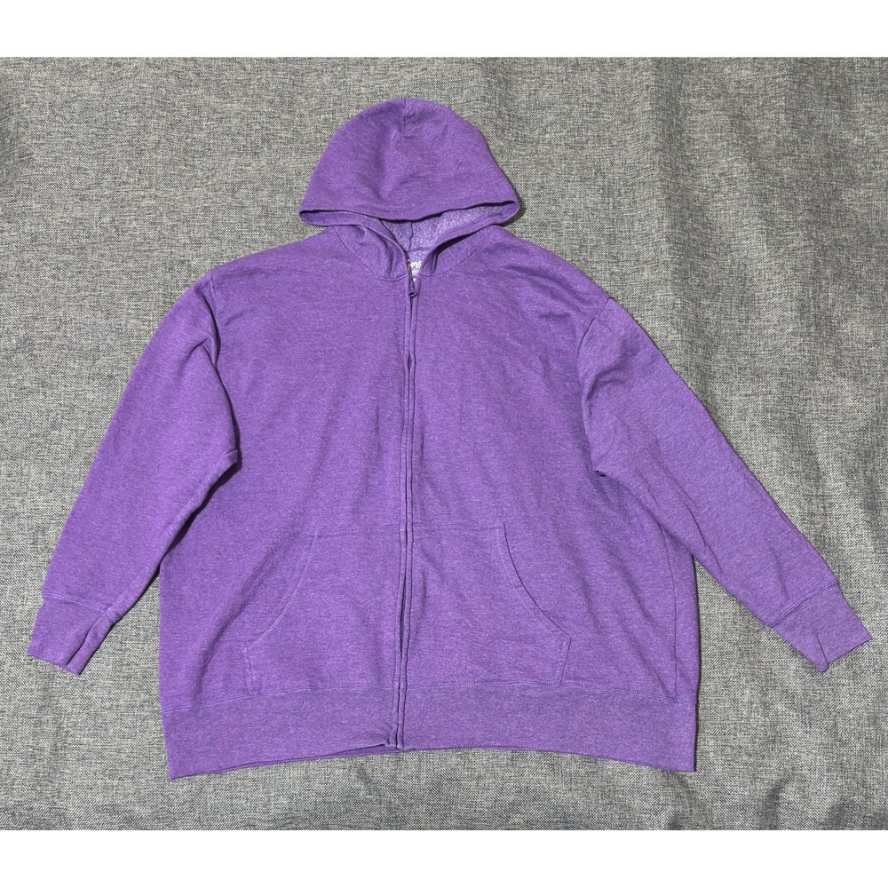 Just My Size Womens 3X Zip Up Hoodie Purple Fleece Lined Long Sleeve